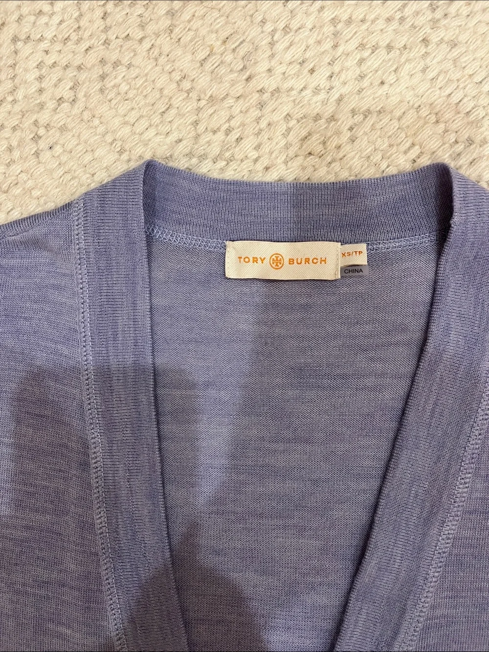 Tory Burch Periwinkle V-Neck Button-Front Cardigan